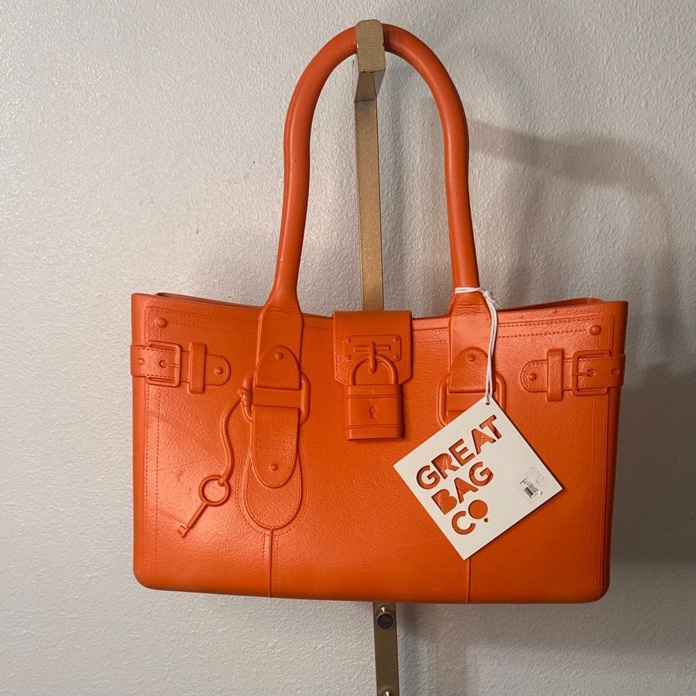 Great Bag Co -Orange Padlock Tote Structured Statement Bag
